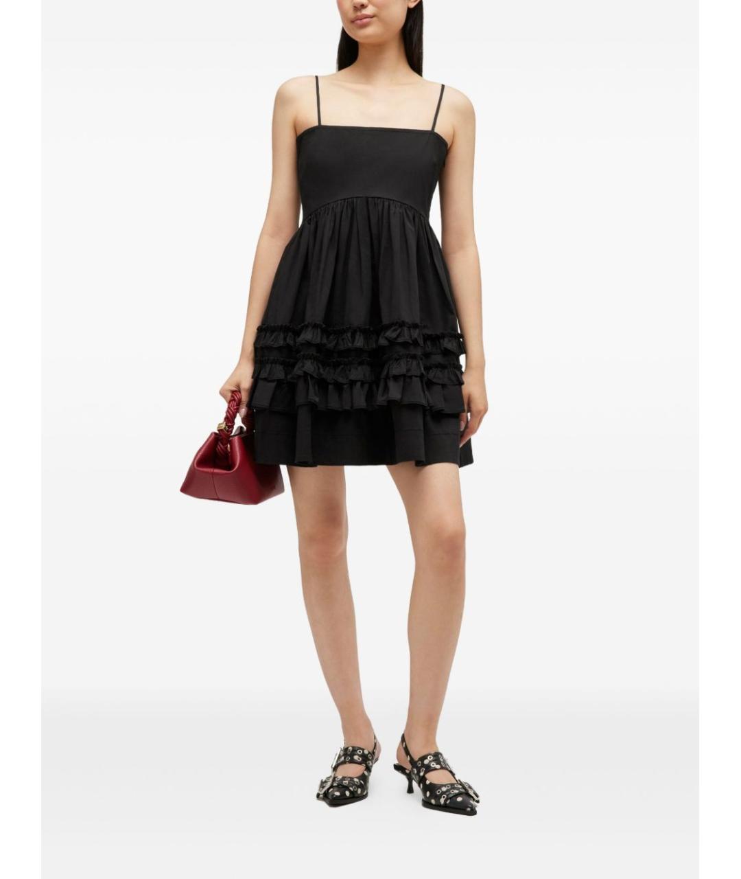 GANNI Черное хлопковое платье, фото 3