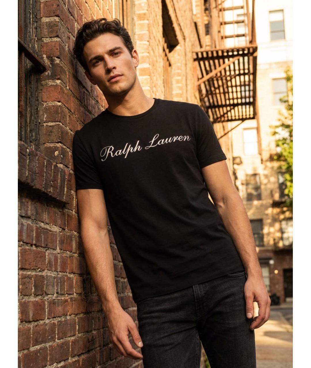 RALPH LAUREN PURPLE LABEL Темно-синяя хлопковая футболка, фото 7