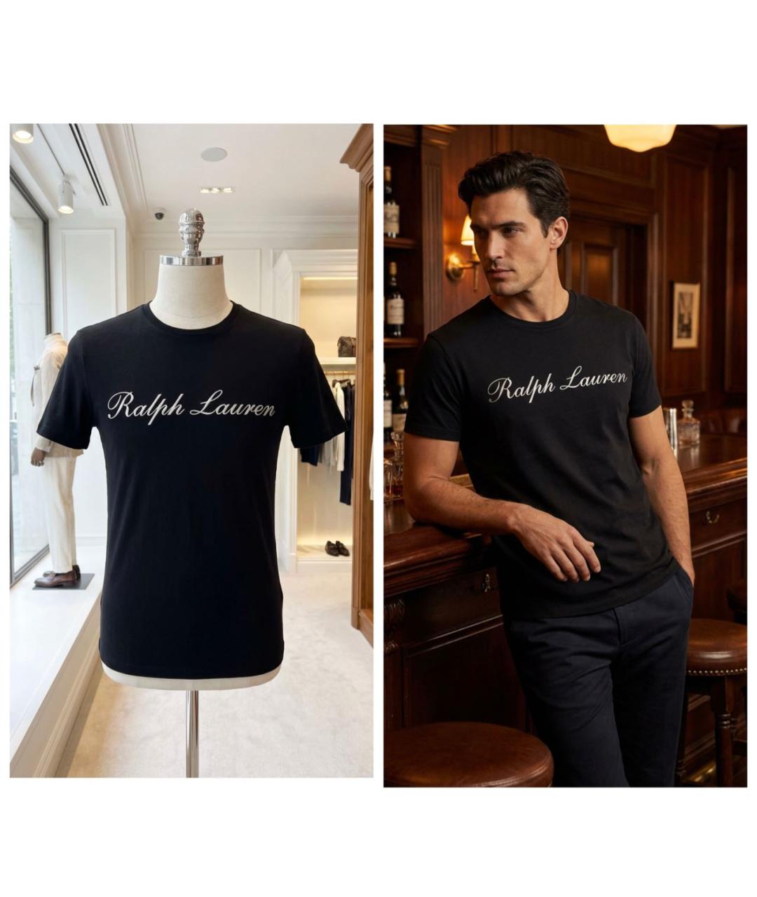 RALPH LAUREN PURPLE LABEL Темно-синяя хлопковая футболка, фото 2