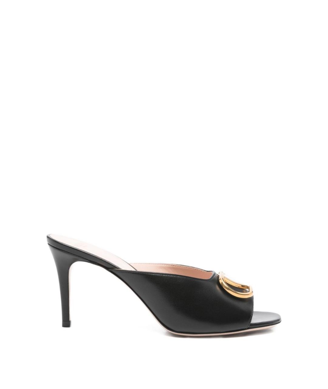 VALENTINO Черные кожаные босоножки, фото 1