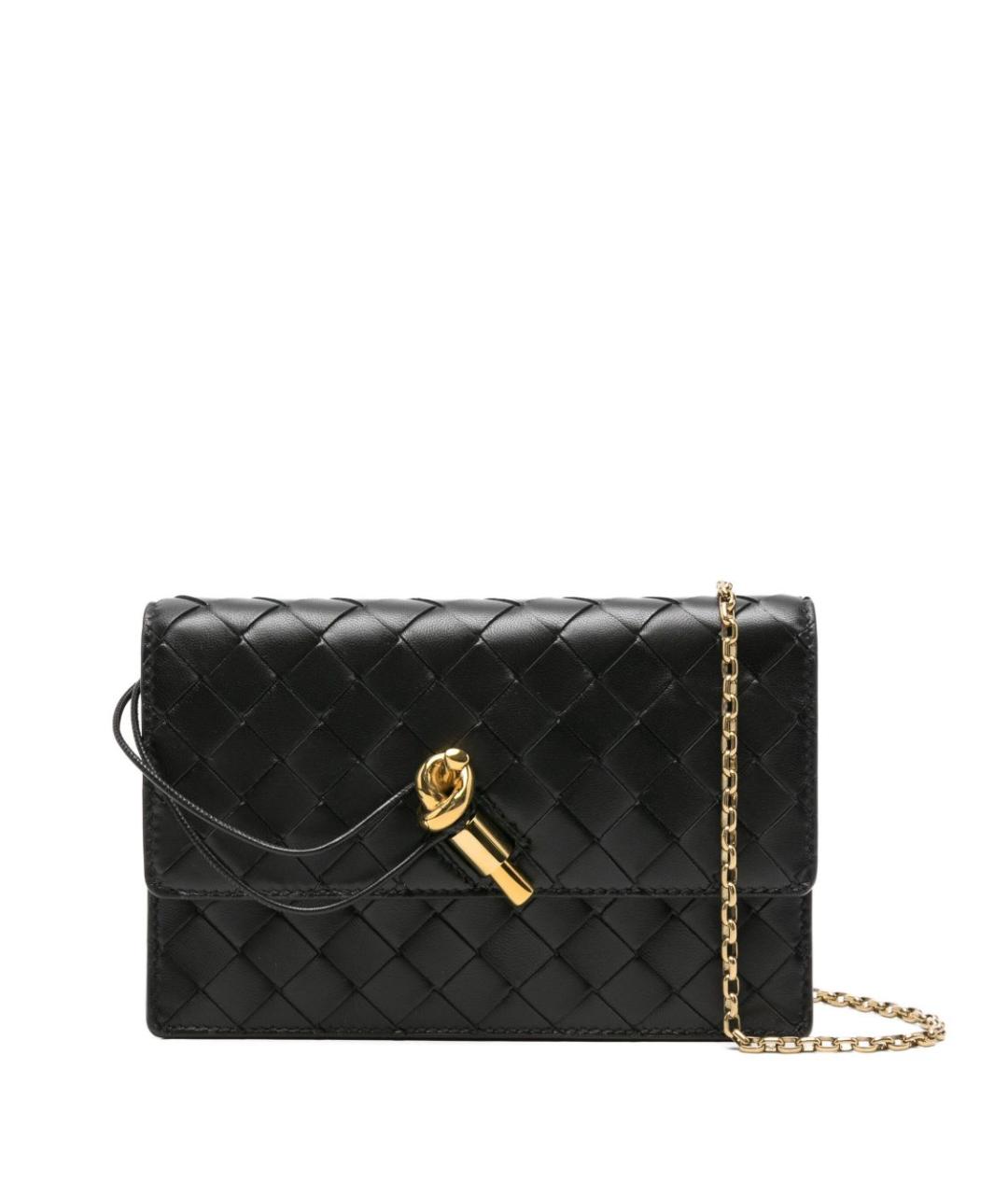 BOTTEGA VENETA Черная кожаная сумка через плечо, фото 1