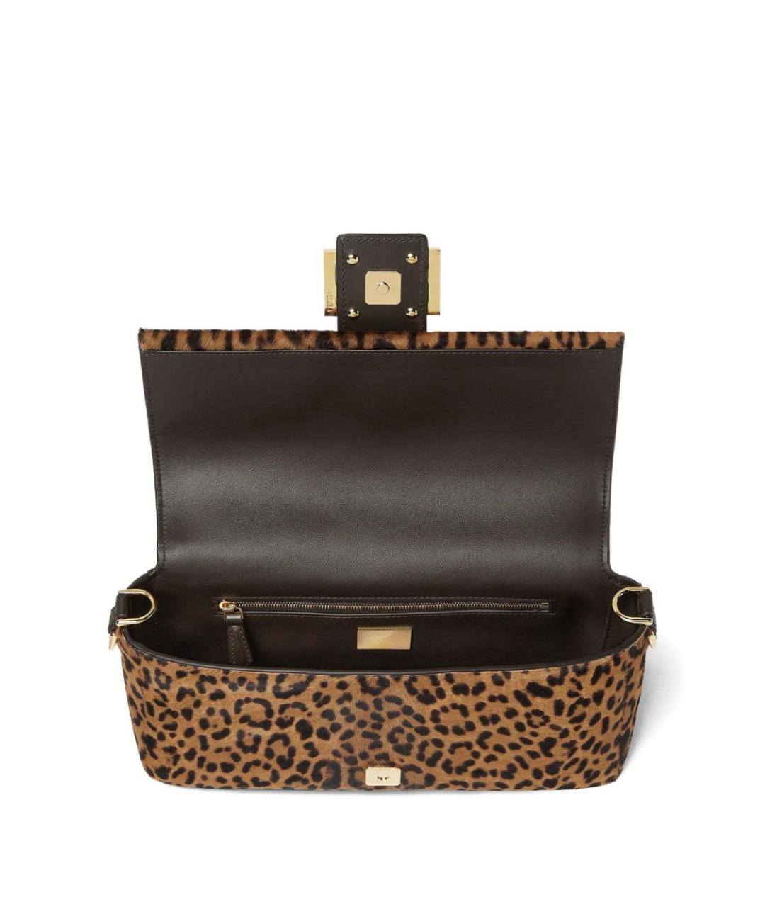 FENDI Коричневая кожаная сумка через плечо, фото 4