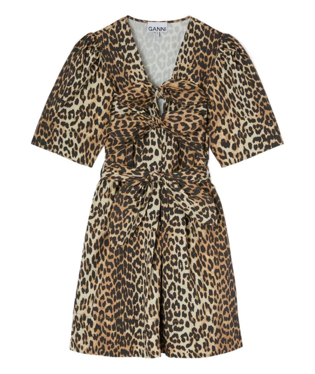 GANNI Коричневое хлопковое платье, фото 1