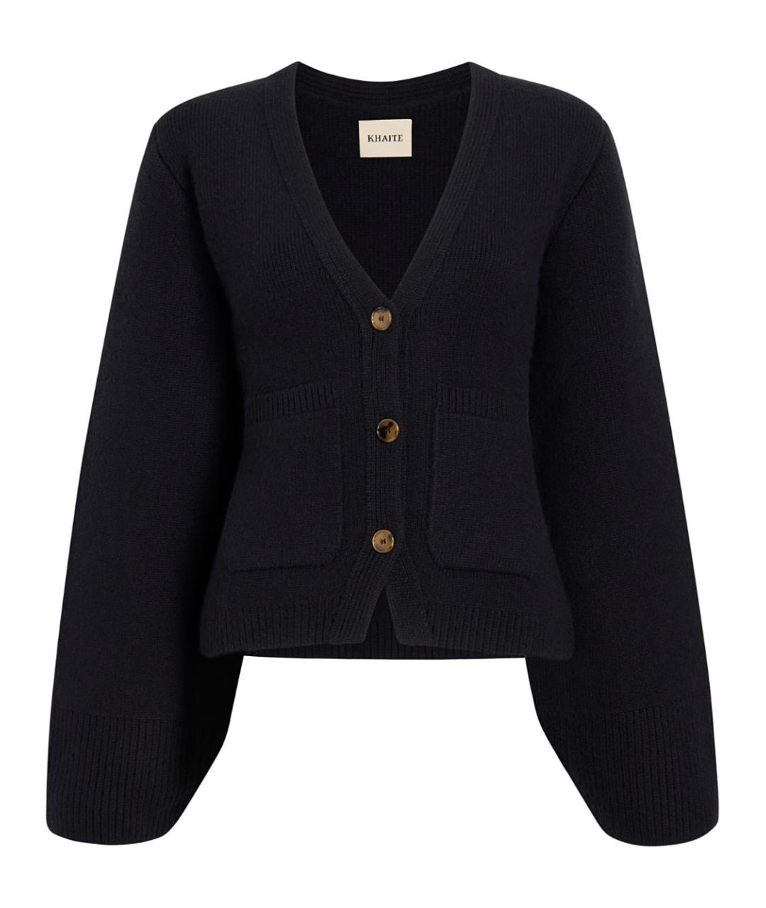 KHAITE Черный кашемировый кардиган, фото 1