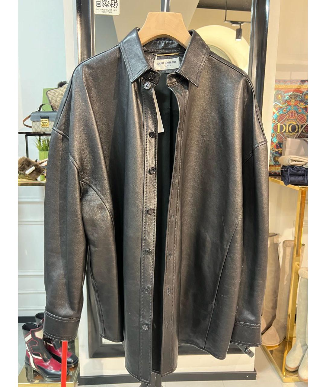 SAINT LAURENT Черная кожаная куртка, фото 9