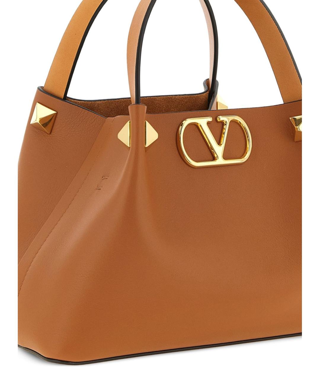 VALENTINO Коричневая кожаная сумка тоут, фото 4