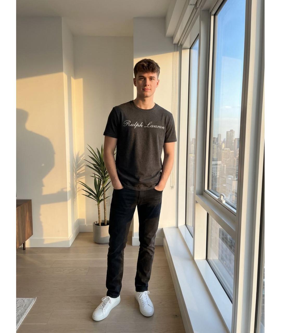 RALPH LAUREN PURPLE LABEL Серая хлопковая футболка, фото 5