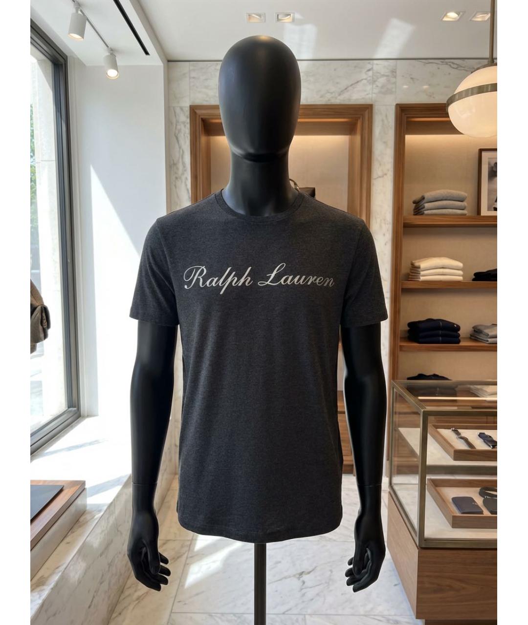 RALPH LAUREN PURPLE LABEL Серая хлопковая футболка, фото 6