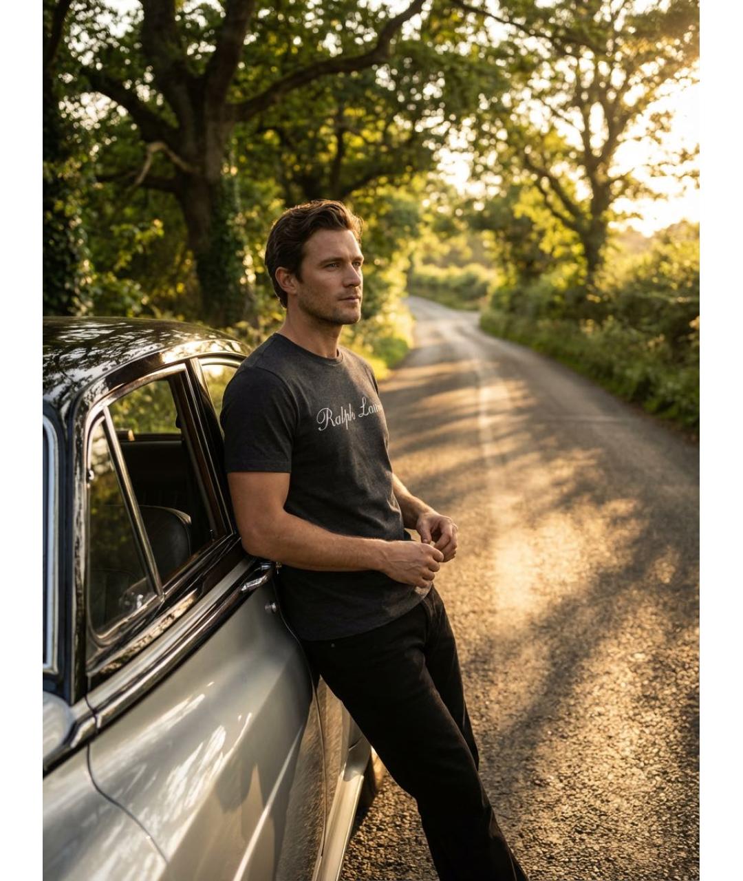 RALPH LAUREN PURPLE LABEL Серая хлопковая футболка, фото 8