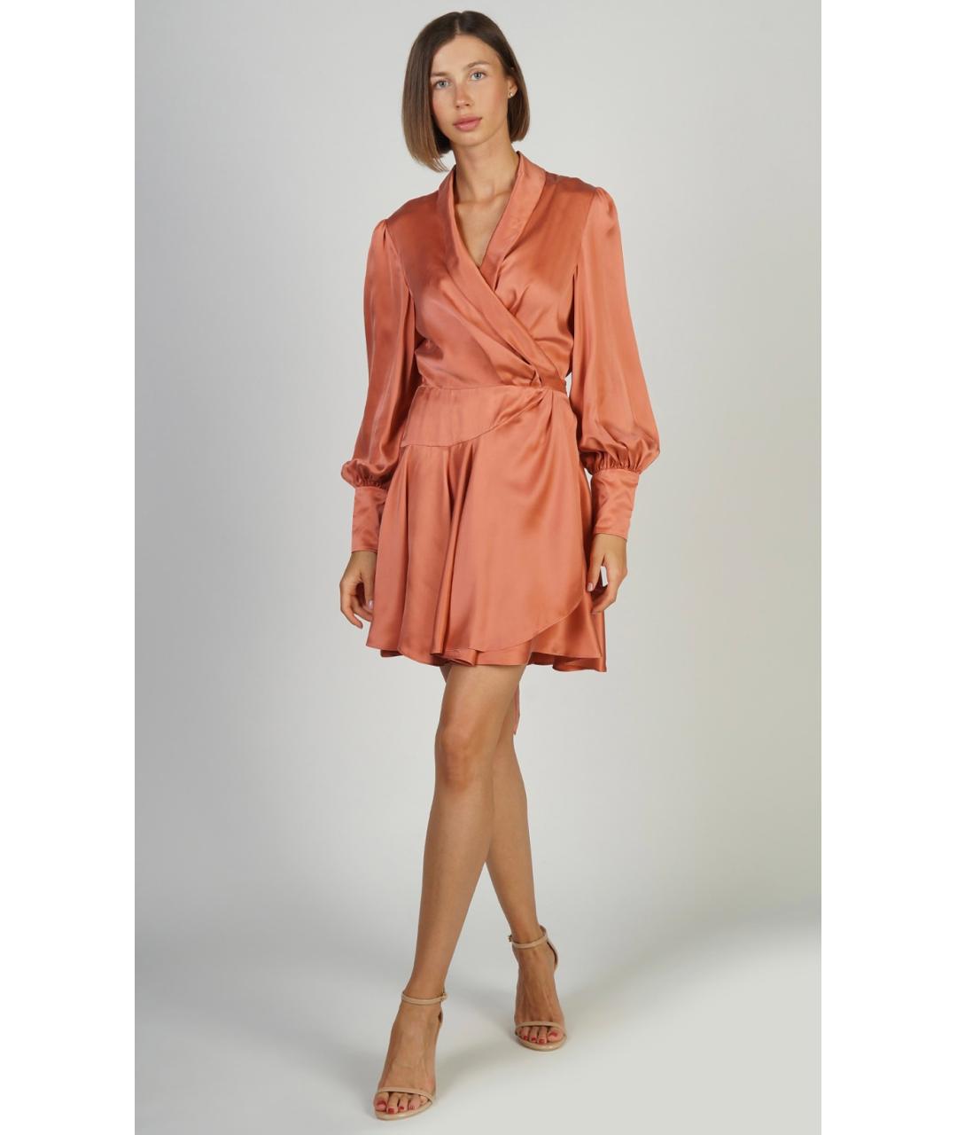 ZIMMERMANN Оранжевое шелковое коктейльное платье, фото 3