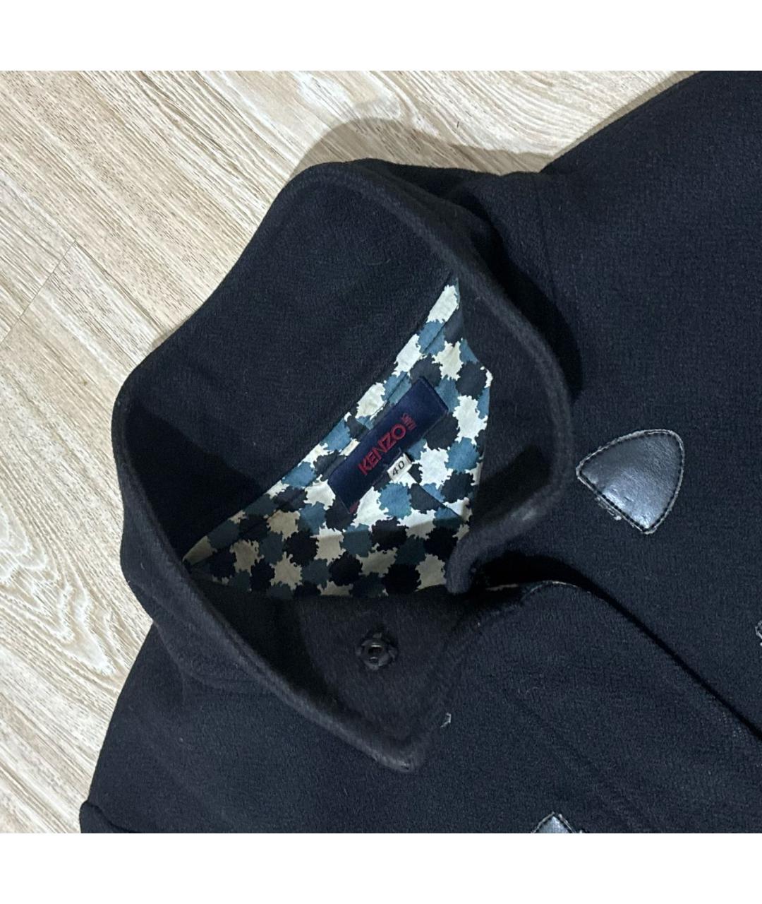 KENZO Черное шерстяное пальто, фото 4