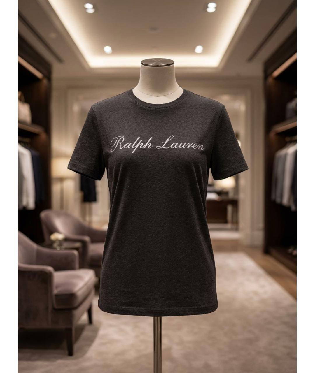 RALPH LAUREN PURPLE LABEL Черная хлопковая футболка, фото 4