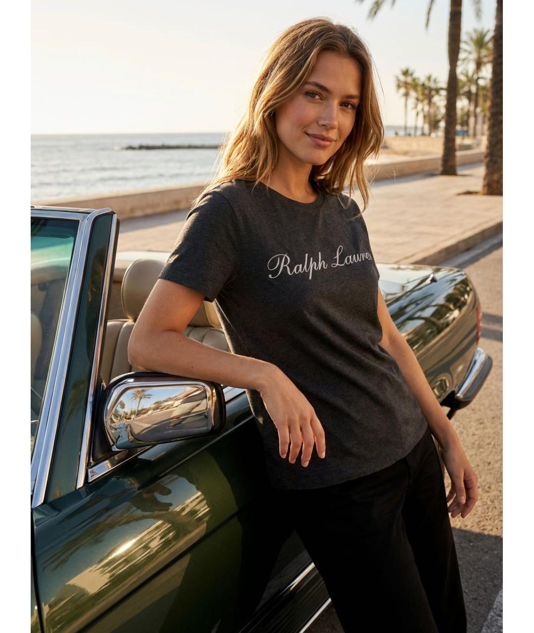 RALPH LAUREN PURPLE LABEL Черная хлопковая футболка, фото 6