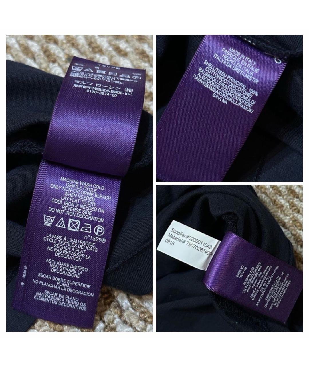 RALPH LAUREN PURPLE LABEL Черная хлопковая футболка, фото 6