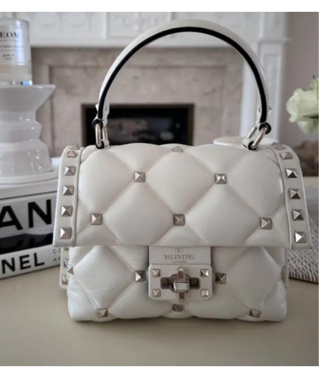 VALENTINO Белая кожаная сумка с короткими ручками, фото 2