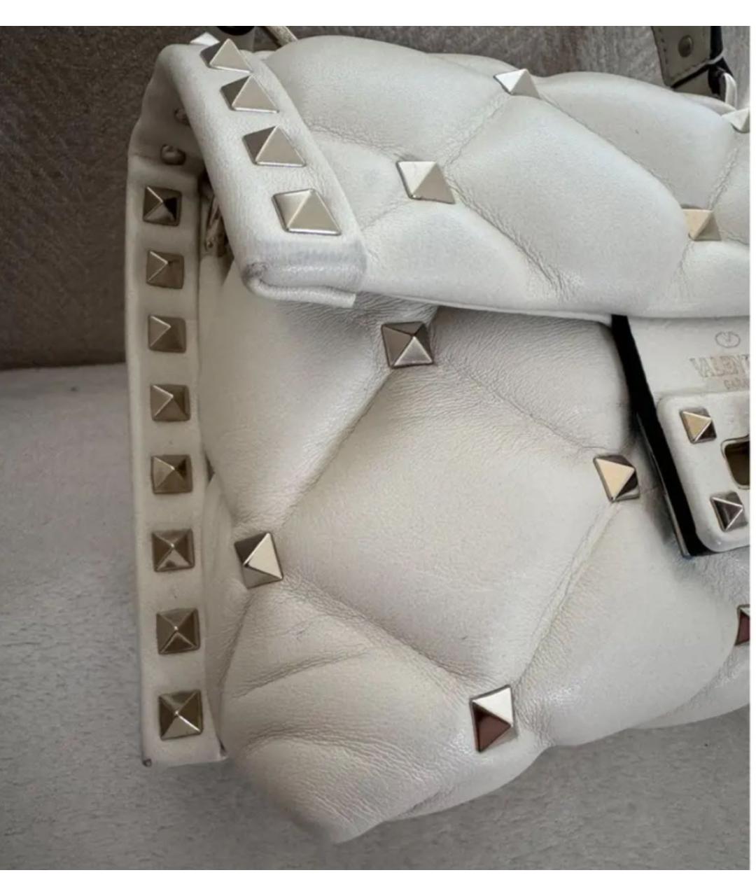 VALENTINO Белая кожаная сумка с короткими ручками, фото 4