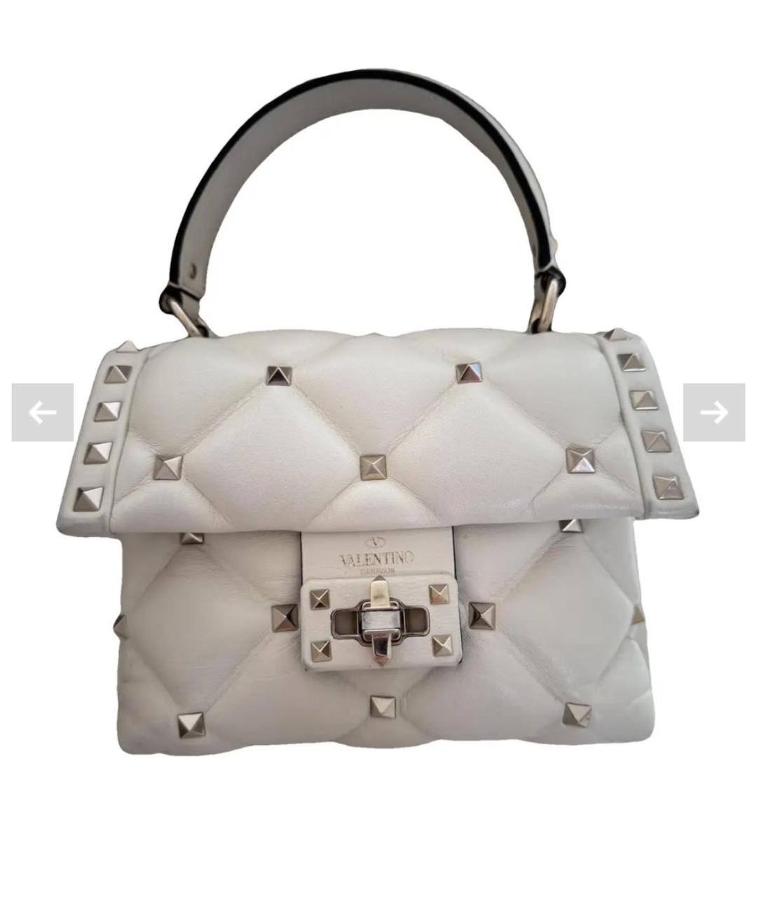 VALENTINO Белая кожаная сумка с короткими ручками, фото 7