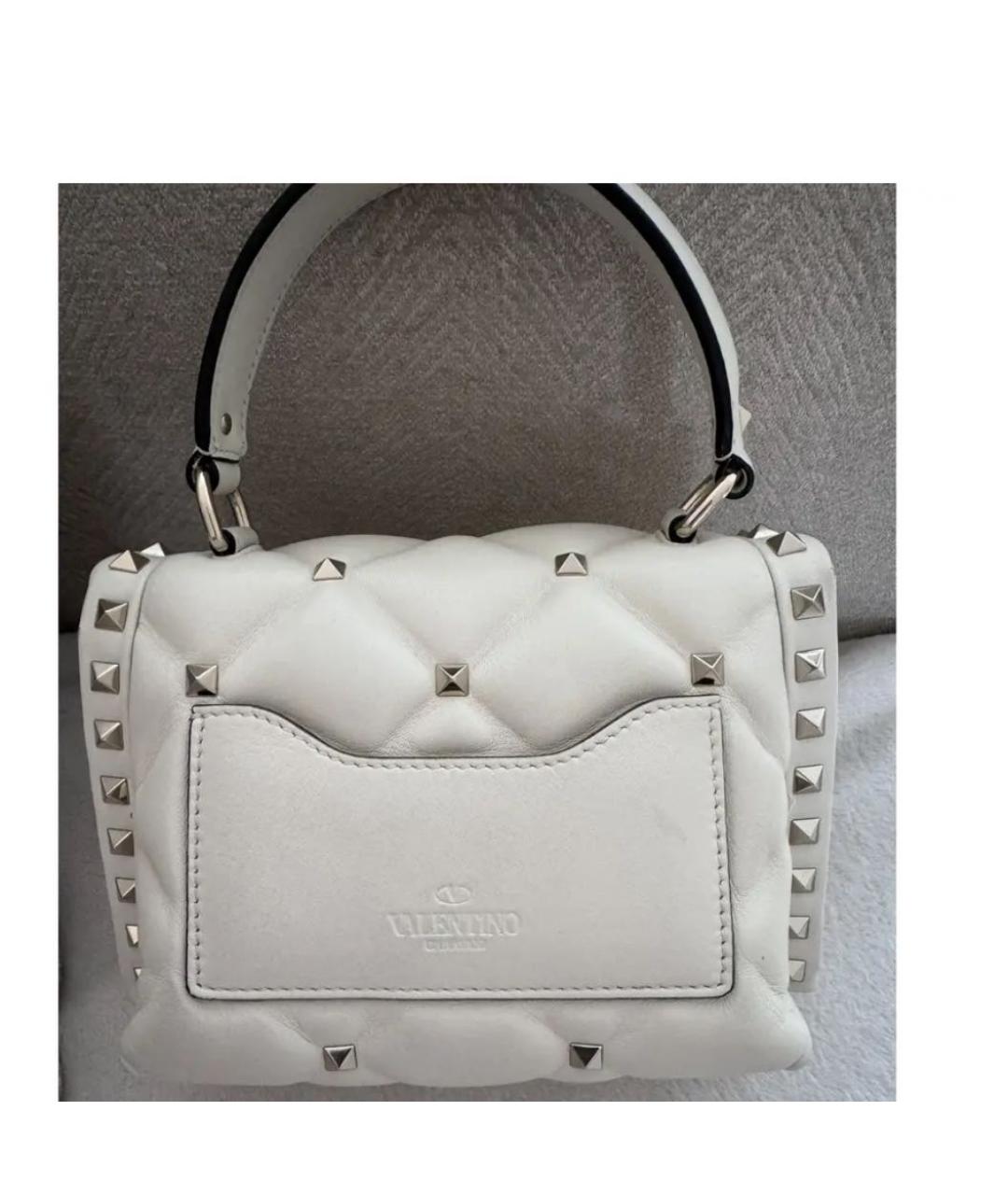 VALENTINO Белая кожаная сумка с короткими ручками, фото 3