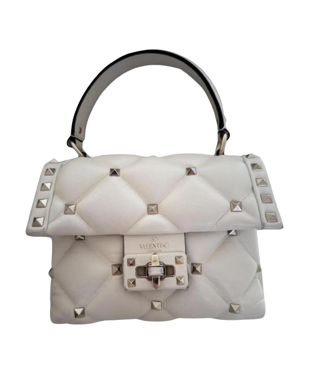 VALENTINO Белая кожаная сумка с короткими ручками, фото 1