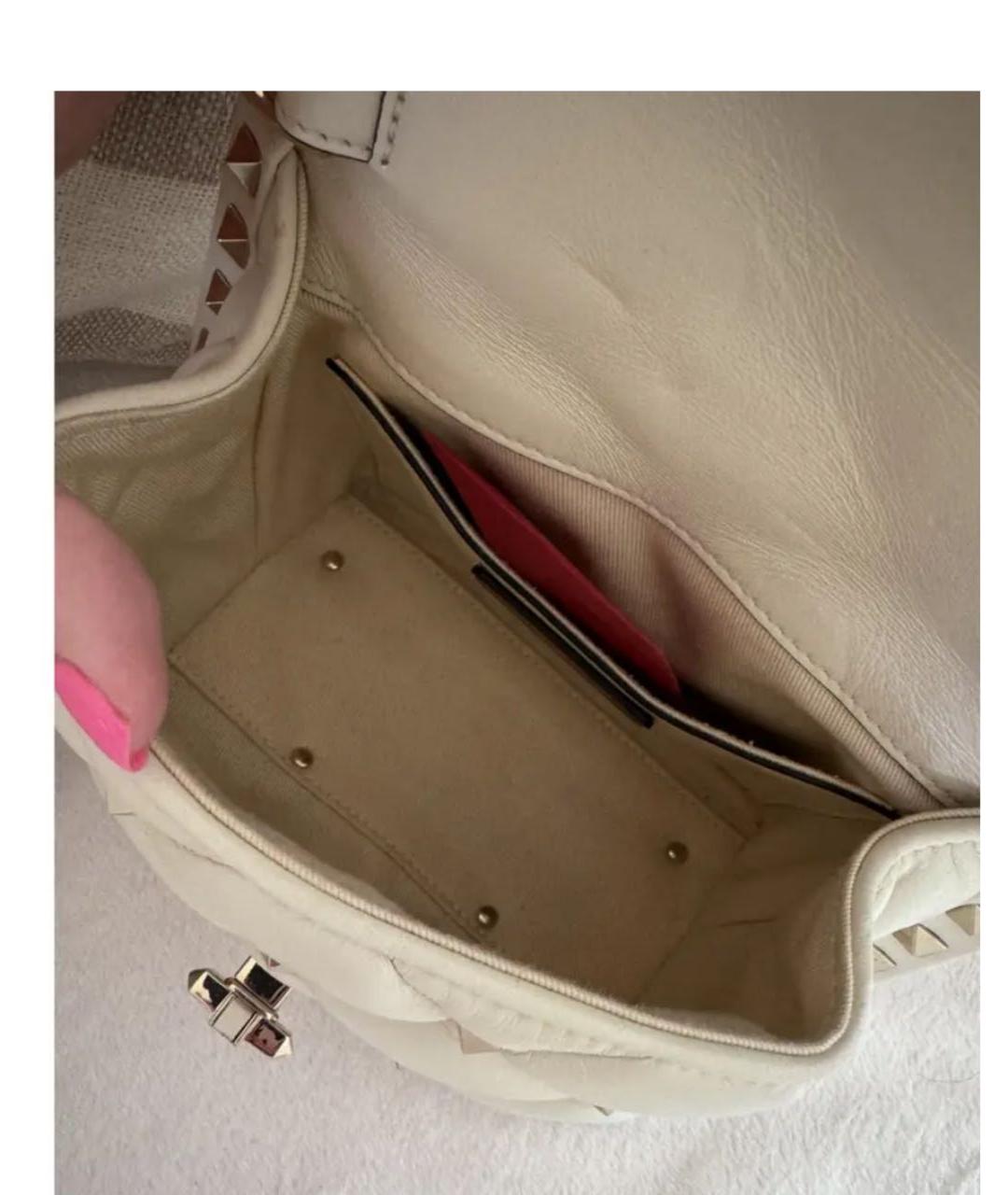 VALENTINO Белая кожаная сумка с короткими ручками, фото 5