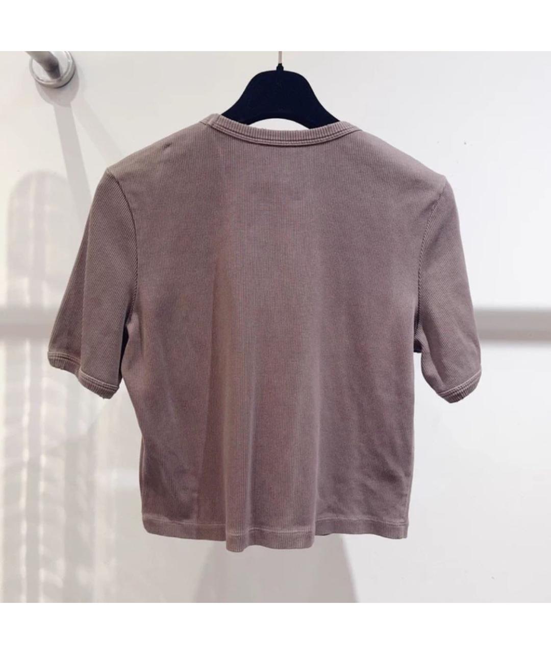 MIU MIU Коричневая хлопковая футболка, фото 6