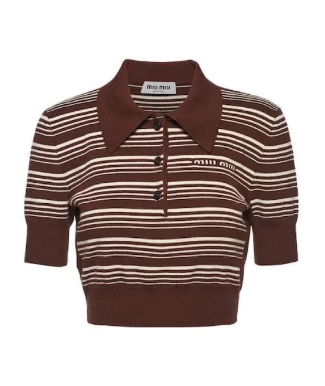 MIU MIU Коричневая хлопковая футболка, фото 1