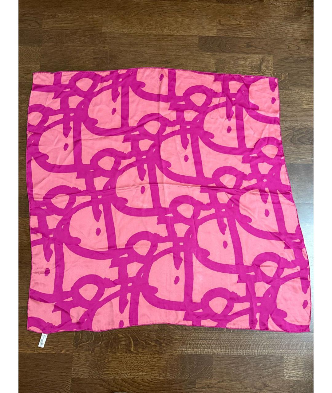 CHRISTIAN DIOR Розовый шелковый платок, фото 4