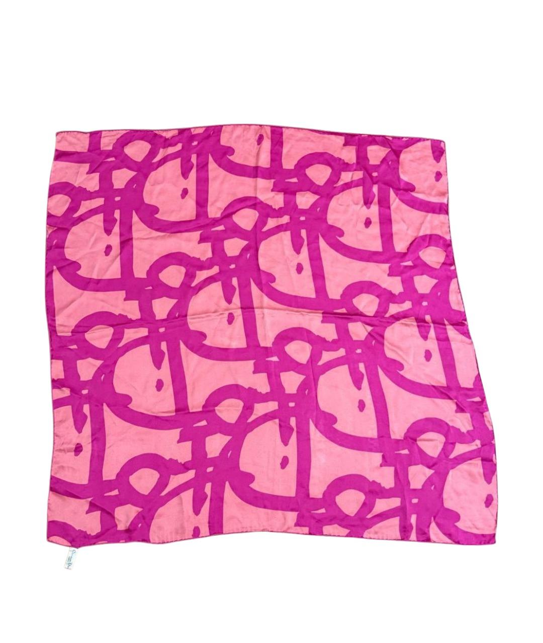 CHRISTIAN DIOR Розовый шелковый платок, фото 1