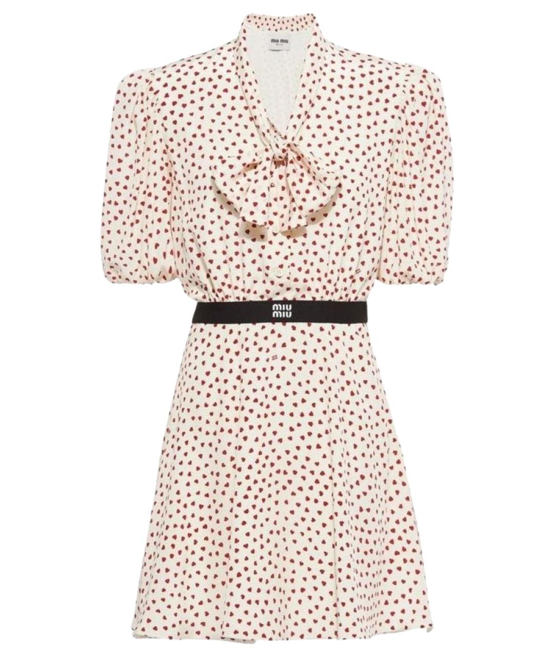 MIU MIU Белое шелковое повседневное платье, фото 1