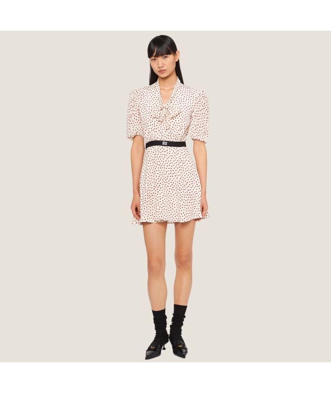 MIU MIU Белое шелковое повседневное платье, фото 2