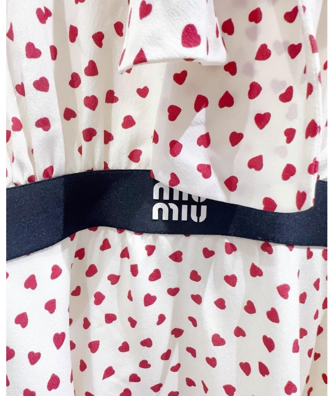 MIU MIU Белое шелковое повседневное платье, фото 6
