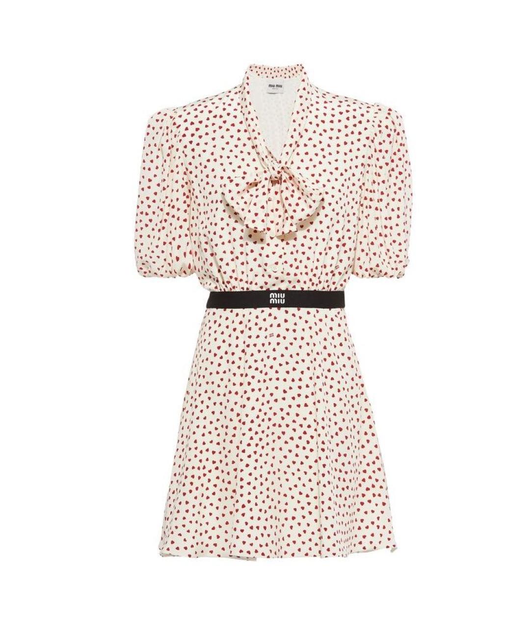 MIU MIU Белое шелковое повседневное платье, фото 8