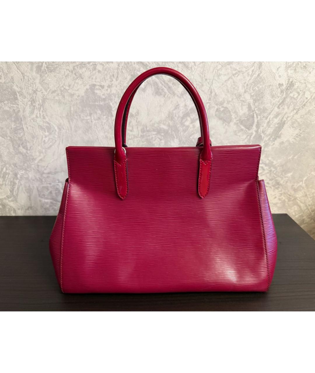 LOUIS VUITTON Бордовая кожаная сумка с короткими ручками, фото 3