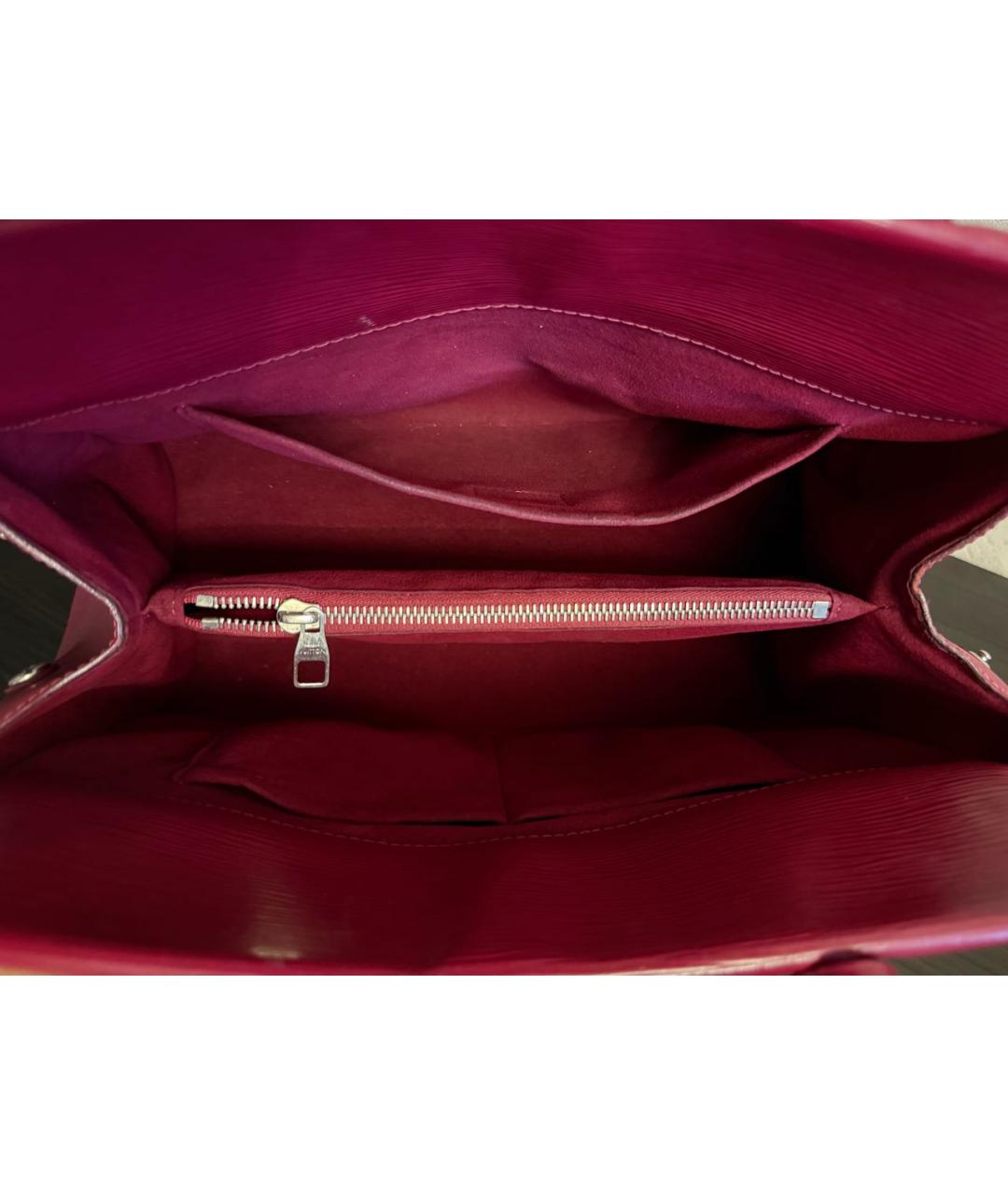 LOUIS VUITTON Бордовая кожаная сумка с короткими ручками, фото 4