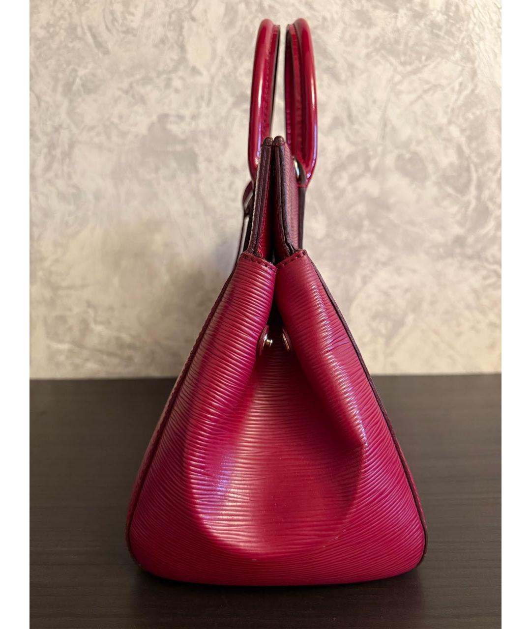 LOUIS VUITTON Бордовая кожаная сумка с короткими ручками, фото 6