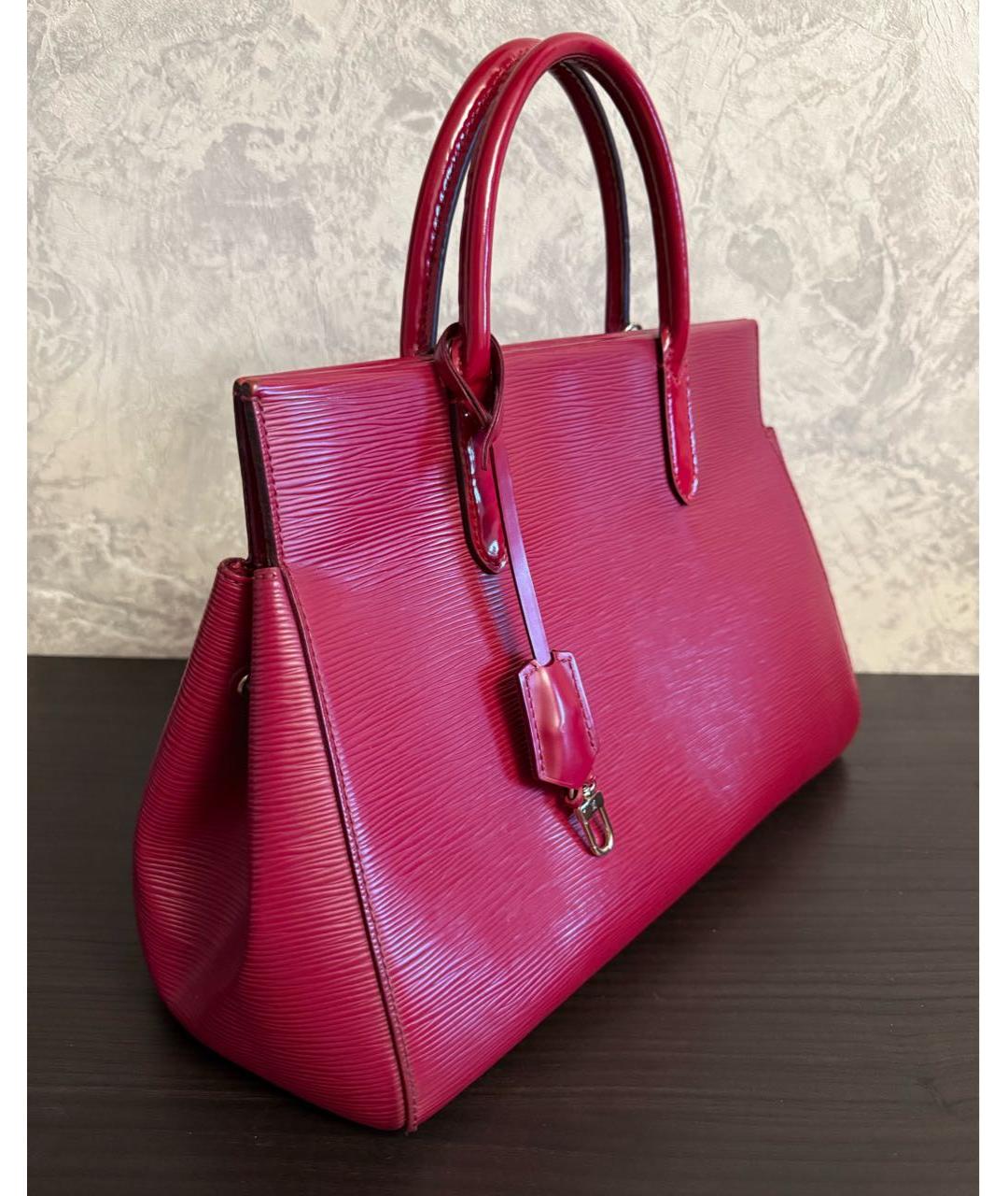 LOUIS VUITTON Бордовая кожаная сумка с короткими ручками, фото 5