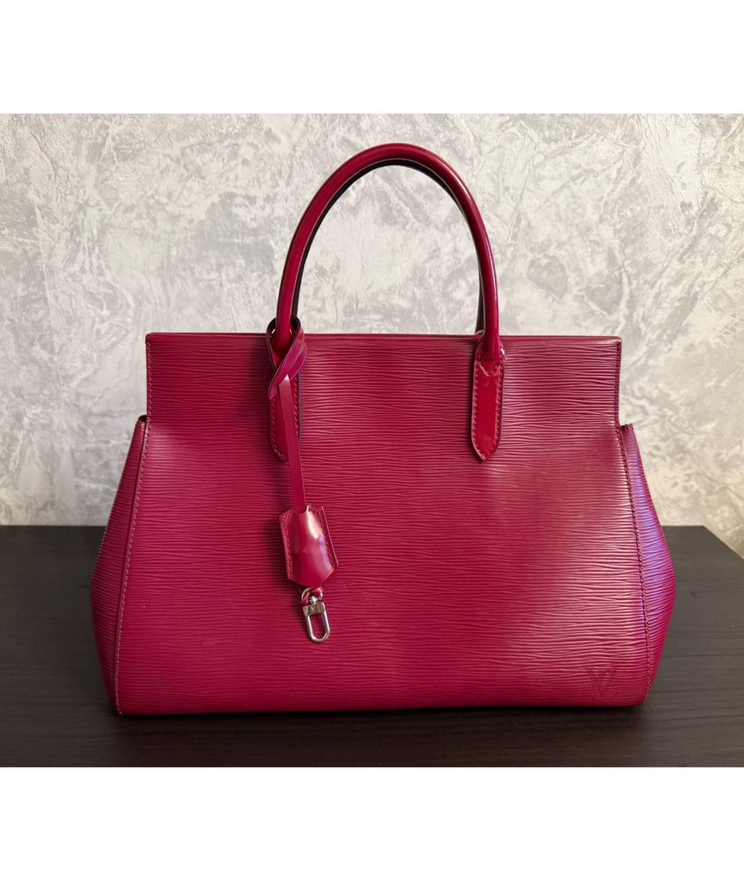 LOUIS VUITTON Бордовая кожаная сумка с короткими ручками, фото 9