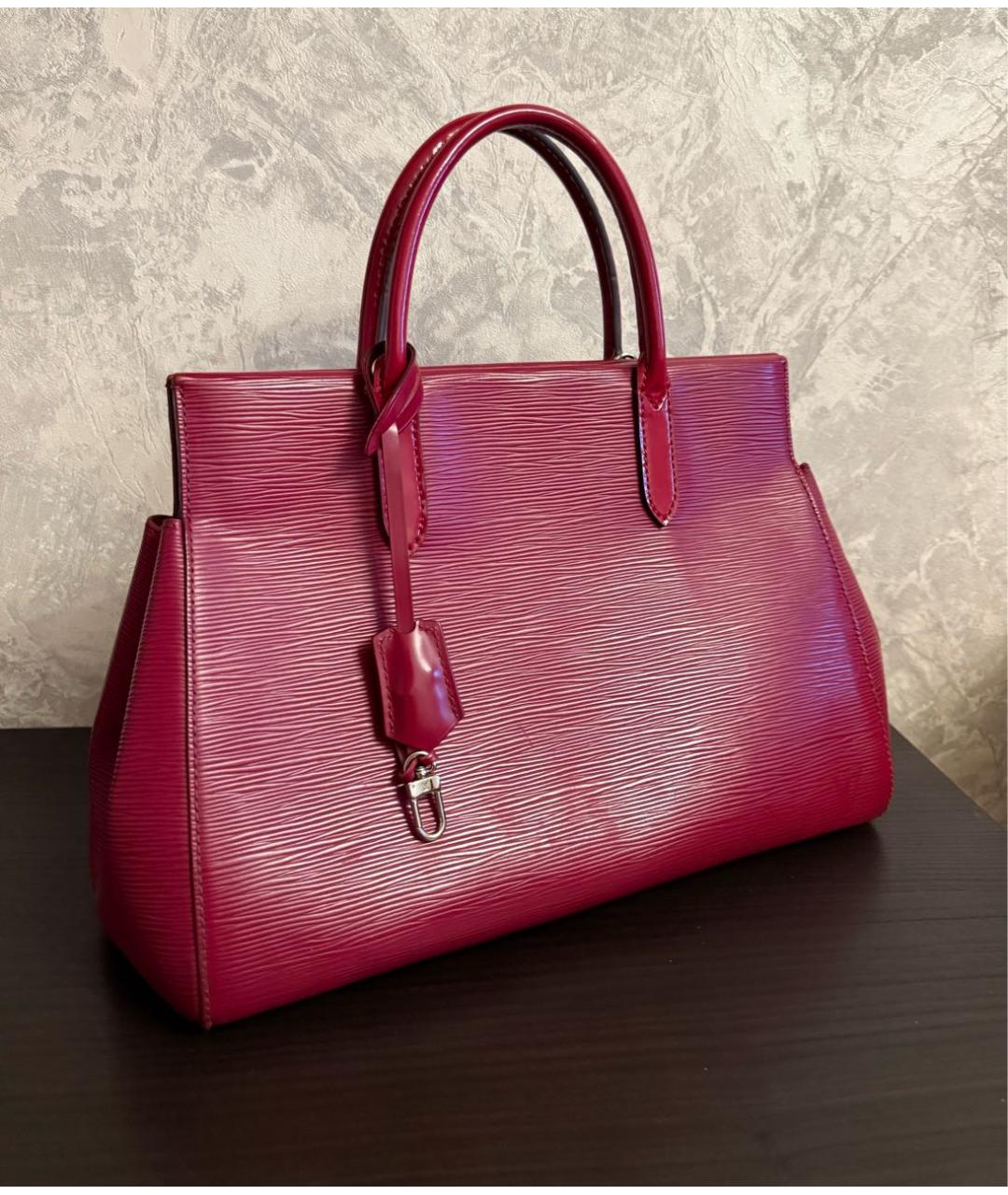 LOUIS VUITTON Бордовая кожаная сумка с короткими ручками, фото 2