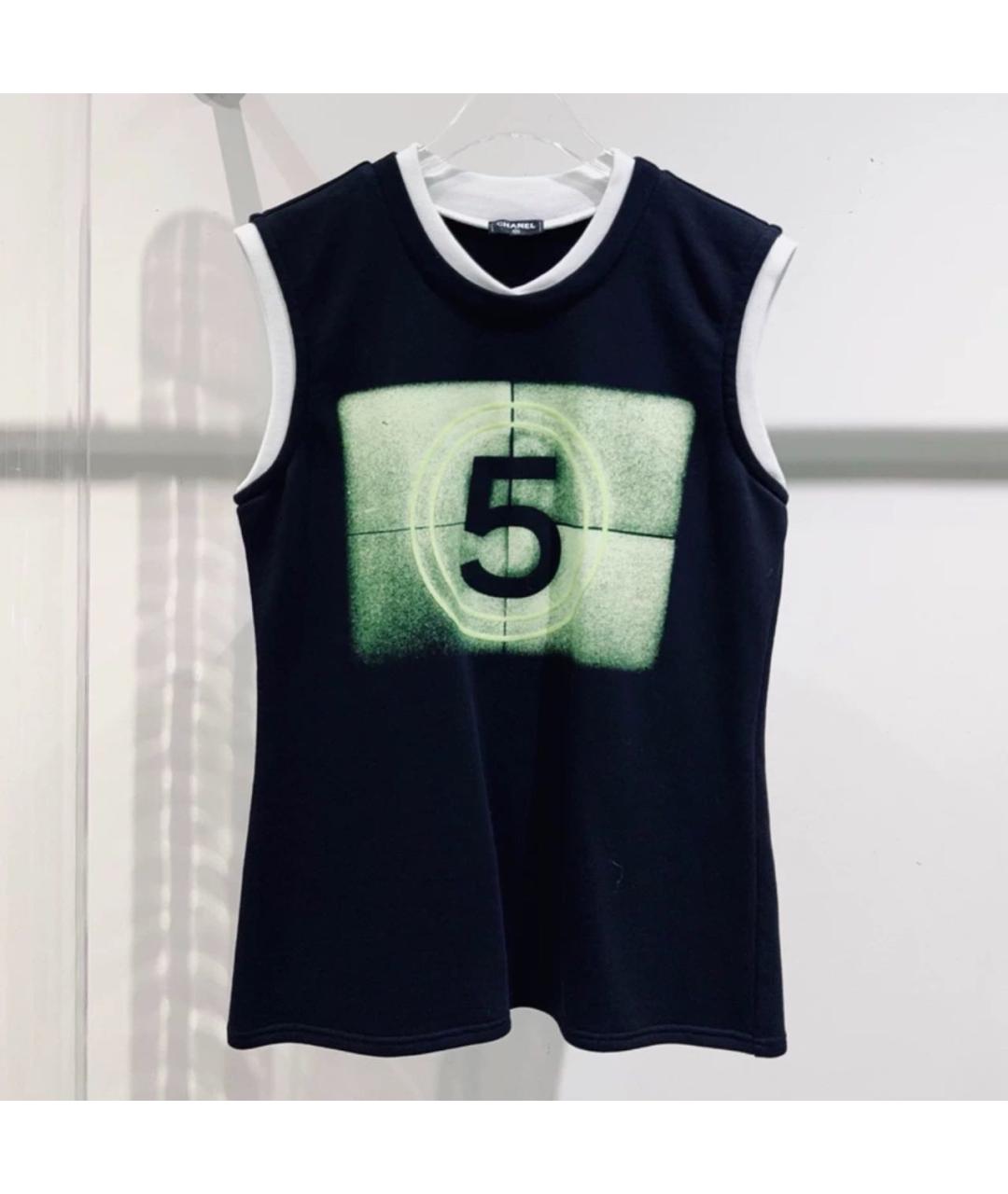 CHANEL Черная хлопковая майка, фото 2