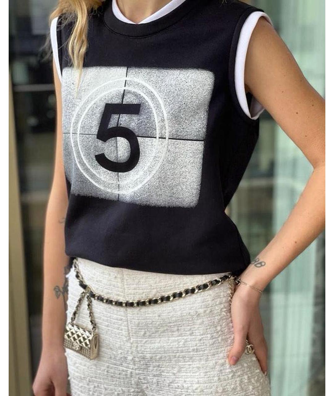 CHANEL Черная хлопковая майка, фото 7