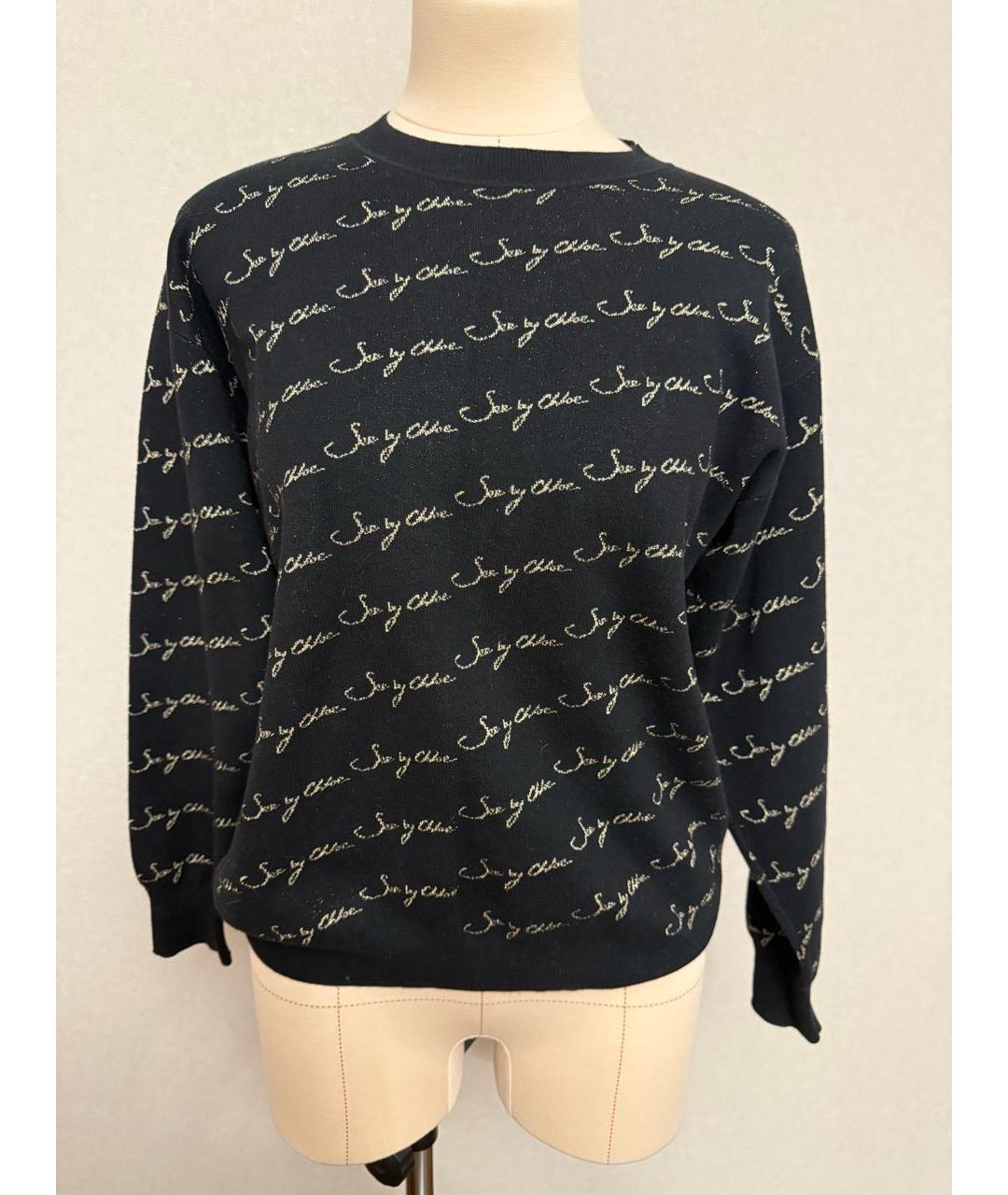 SEE BY CHLOE Черный хлопко-эластановый джемпер / свитер, фото 5