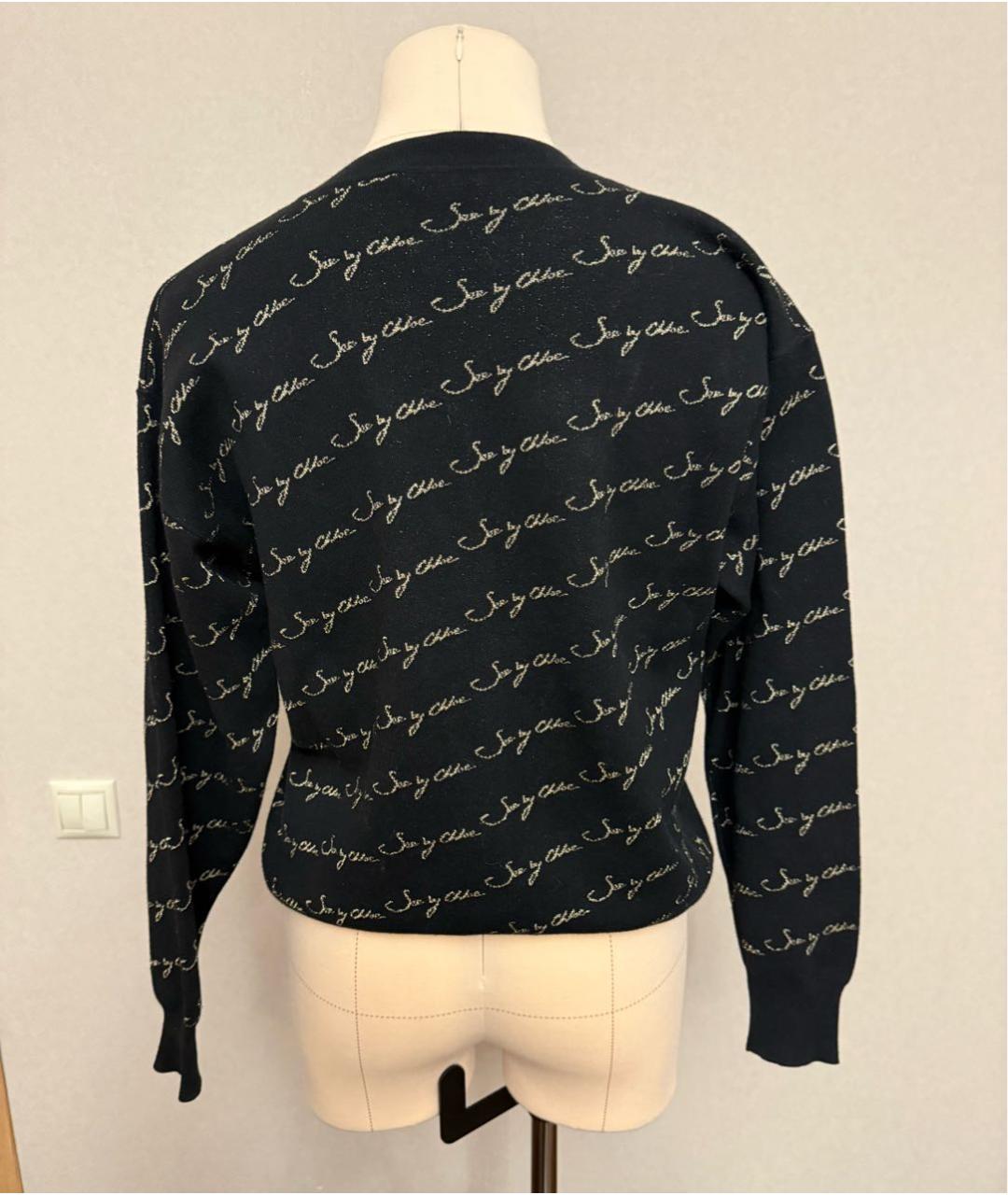 SEE BY CHLOE Черный хлопко-эластановый джемпер / свитер, фото 2