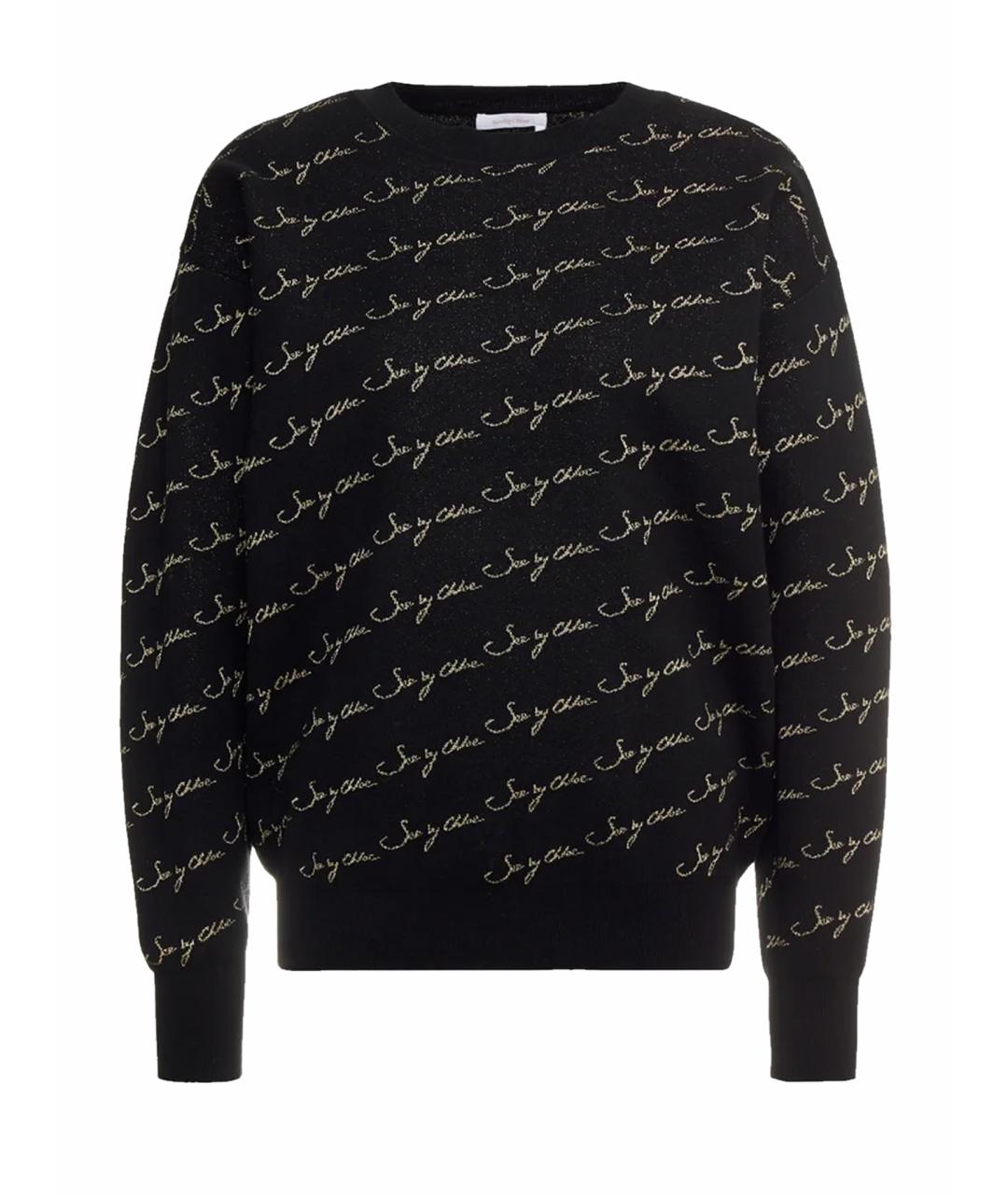 SEE BY CHLOE Черный хлопко-эластановый джемпер / свитер, фото 1