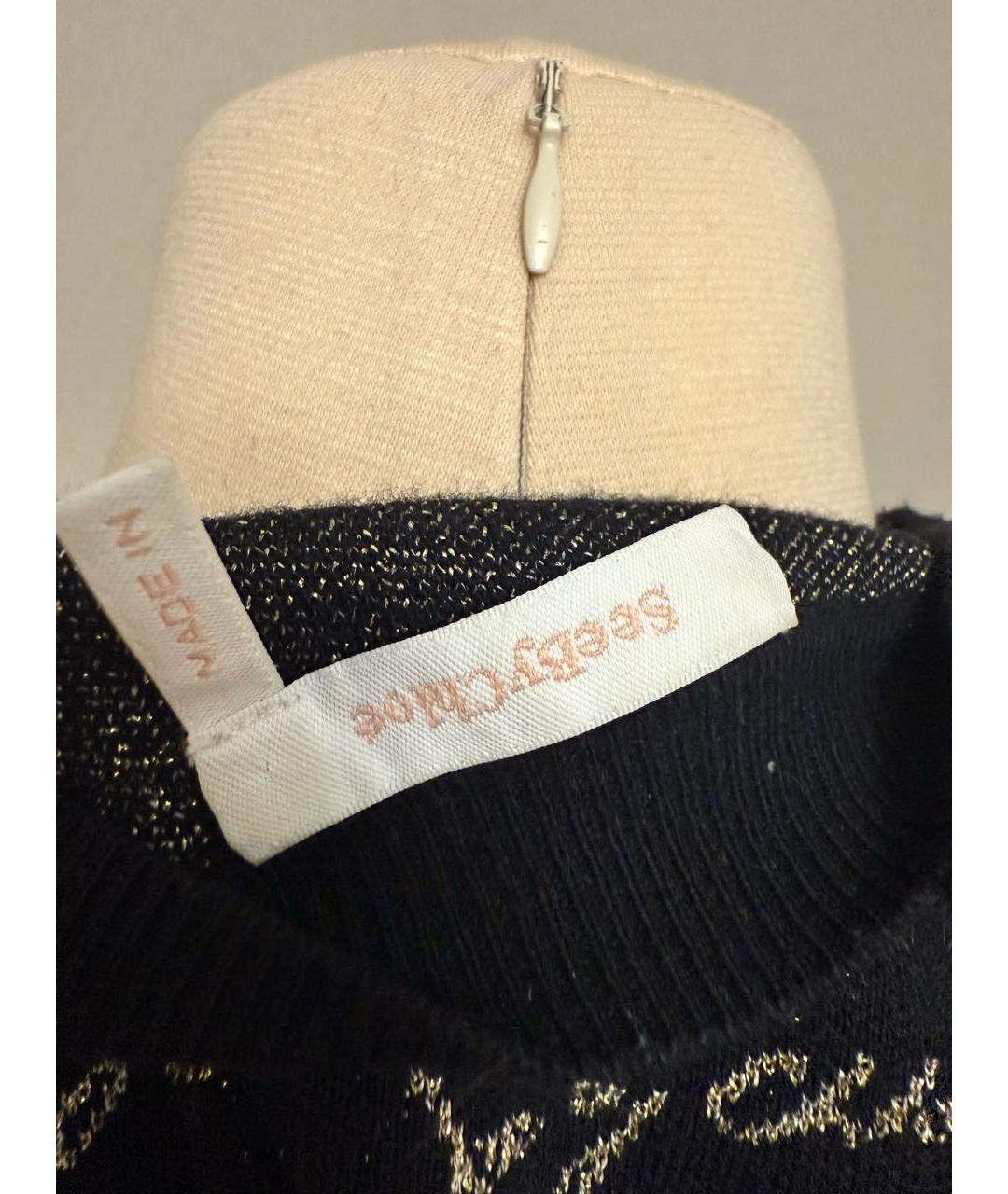 SEE BY CHLOE Черный хлопко-эластановый джемпер / свитер, фото 3