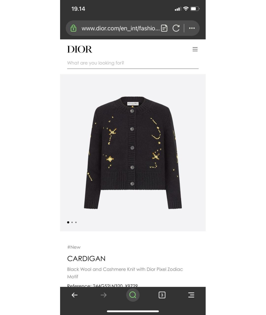 CHRISTIAN DIOR Черный хлопковый кардиган, фото 6