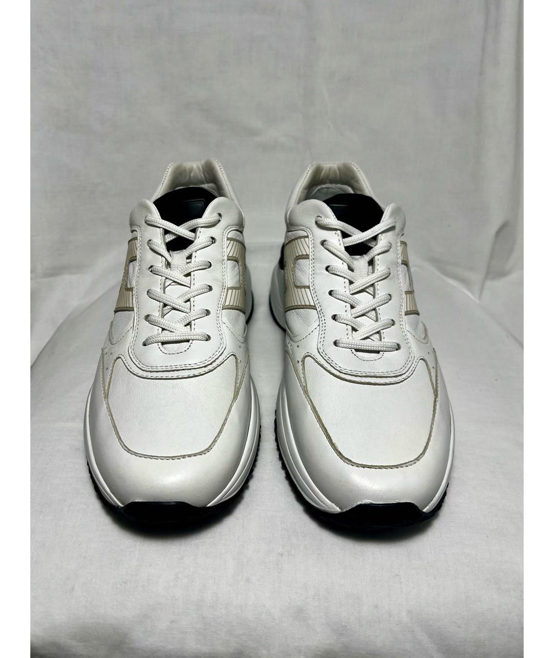 HOGAN Белые кожаные низкие кроссовки / кеды, фото 2