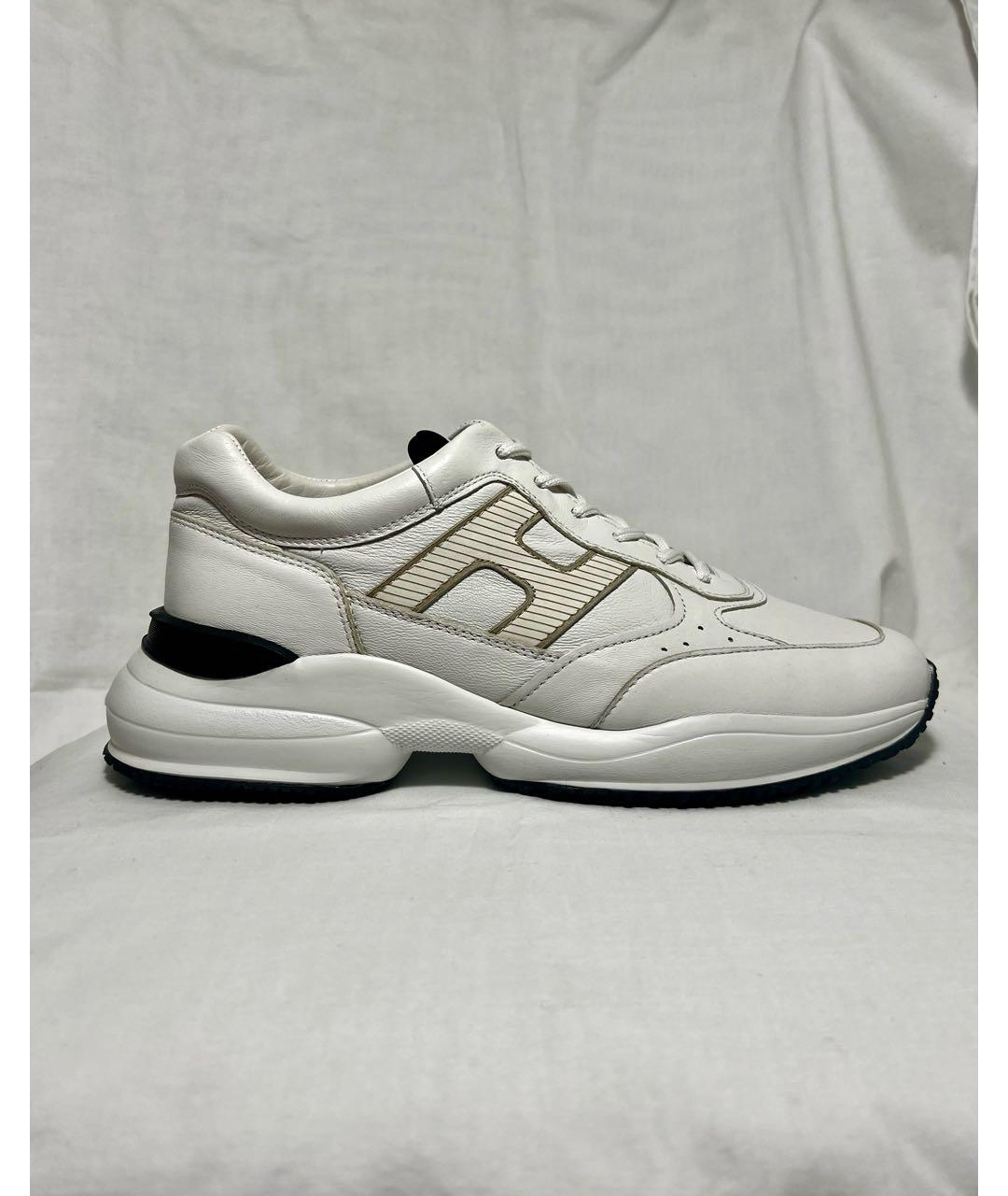 HOGAN Белые кожаные низкие кроссовки / кеды, фото 7