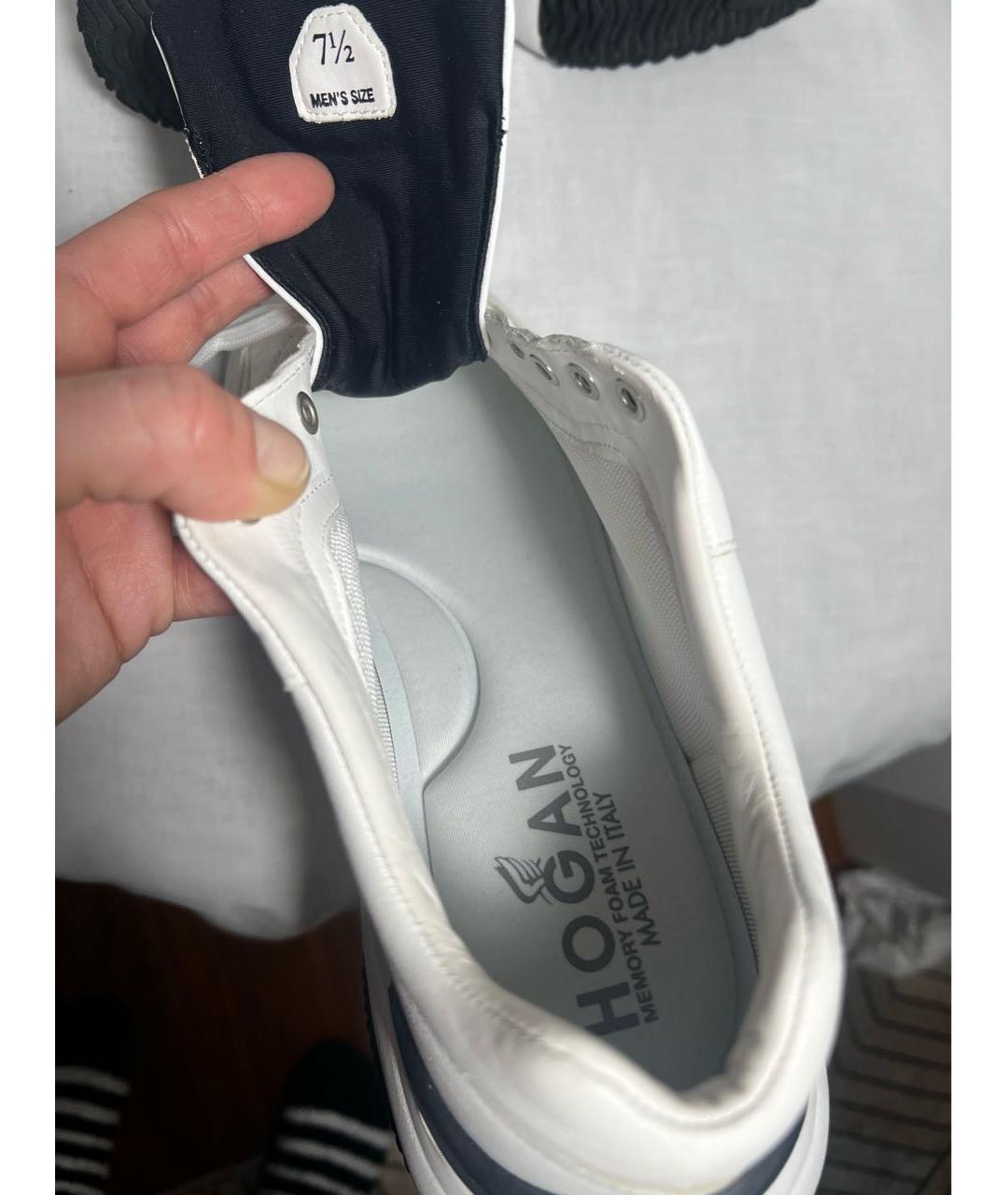 HOGAN Белые кожаные низкие кроссовки / кеды, фото 6