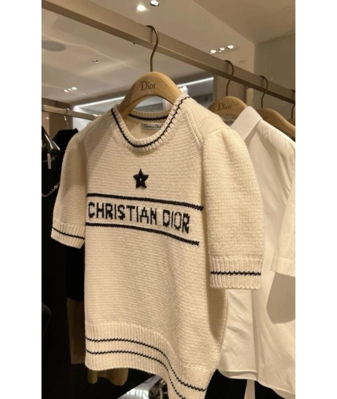 CHRISTIAN DIOR Бежевый шерстяной джемпер / свитер, фото 8