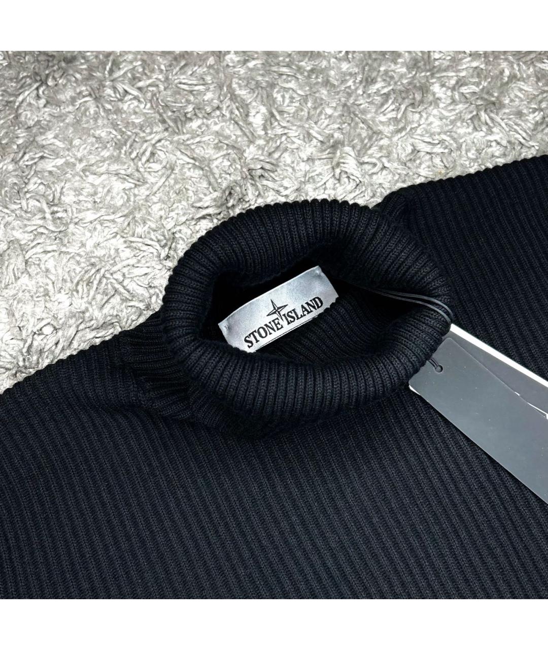STONE ISLAND Черная шерстяная водолазка, фото 2